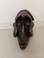 Afrikai maszk antik patinás fa fejtető sisak maszk Bamileke népcsoport Kamerun 342 6505