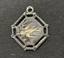 Jugendstil fehér galamb medál