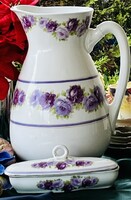 Rózsa dekoros századfordulós mosakodó &vizes kancsó
