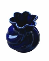 Vintage kobaltkék batyu váza – fodros szájú díszváza (9 cm)