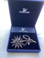 Régi Swarovski kristály díszítésű kitűző ametiszt színű markazitokkal