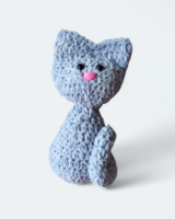 Crocheted kitten plush light gray 13 cm