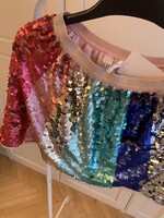 Új címkés különleges designer H&M es színes flitteres szivárvány szoknya10 év / 140 cm