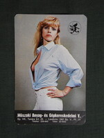 Kártyanaptár,Magév,műszaki anyag és gépkereskedelmi vállalat,Budapest,erotikus női modell,1982,  (1)