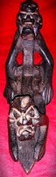 Antik AFRIKA ébenfa termékenységi kultusz faragott, erotikus fa szobor 23 x 18 cm HIBÁTLAN
