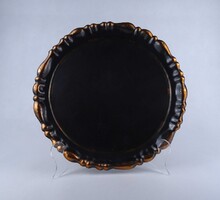 1Z313 Régi nagyméretű hólyagos peremű réz tálca 32 cm