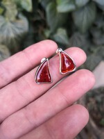 Szépséges borostyán köves ezüst fülbevaló