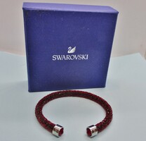 Gyönyörű eredeti gránátvörös Swarovski  csillagpor karkötő dobozában