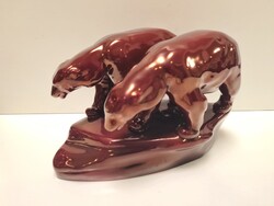 Zsolnay Piros / Ökörvérmázas Eozin Jegesmedve pár #2938