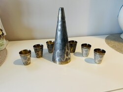 Szovjet fém likőrős készlet a 70-es évekből