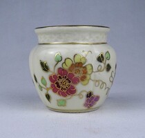 1Z336 Kisméretű vajszínű pillangós Zsolnay porcelán gerezdes kaspó váza 5.8 cm