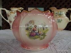 Angol zsáner jelenetes fajansz kaspó