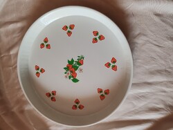 Retró fém lemez tálca szamóca mintával
