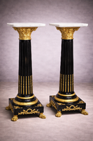 Empire stílusú fa posztamens pár , oszlop, szobor tartó