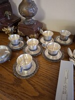 Gyönyörű Alpakka kávés pohárkészlet tányérokkal