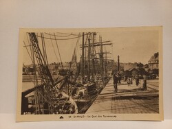 Antik francia képeslap Saint-Malo – Terre-Neuvas halászhajók rakpartja – Bretagne – kb. 1925