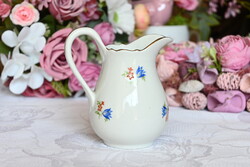 Zsolnay porcelán kis kiöntő kanna – Kékes motívummal és virágmintával