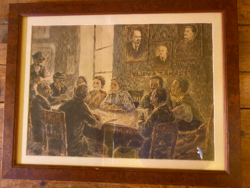 Rákosi kor 1950-es évek, színes rézkarc 50x38 cm