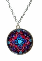 Bíbor Misztikum – Kék pontfestéses mandala nyaklánc (25 mm)