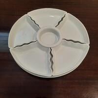 Fehér Herendi porcelán osztott kínáló tál,  asztalközép