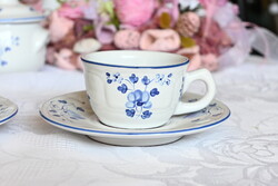 Herendi Village Pottery majolika kék virág mintás kerámia csésze + alj