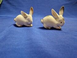 Zsolnay Porcelán Nyuszi Pár  szürke és barna foltokkal