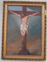 Mesterházy Kálmán: Jézus. Olaj-karton festmény, hibátlan állapotban. 30 x 40 cm.