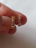 Arany karika fülbevaló pici kék kövekkel