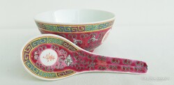 Kínai porcelán tálka kanállal