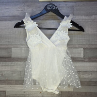 Shein fehér ujjatlan csipkés baba body, 98