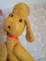 Mustársárga műszőrme játék kutya a keleti blokk Plutója bájos retro játék a 60-as évekből