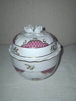 Hollóházi Első osztályú- Henriette mintás rózsás bonbonier porcelán hibátlan állapotban