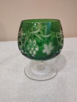 1 db Ajka Kristály Marsala – Smaragdzöld konyakos/brandy pohár (10 cm)