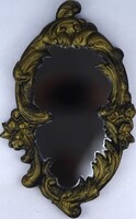 1Z352 Régi aranyozott fémkeretes barokk fali tükör 33 x 20 cm