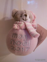 KARÁCSONYFADÍSZ - ÚJ - MACIS - 2017 év - 11 x 7 cm - PLÜSS - OSZTRÁK - HIBÁTLAN