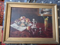 1913  STERN  szignált ART DECO CSENDÉLET   O/V 70x50 cm EREDETI 8,5 cm széles art -deco keretével