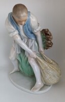 Herendi porcelán Öreg Halász teli hálóval!
