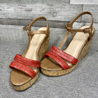 Esprit magas talpú piros szandál 38