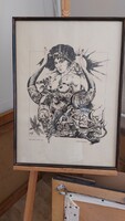 Lengyel Gyula litográfia 52x71 cm kerettel