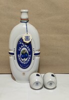Hollóházi porcelán butella két pohárral
