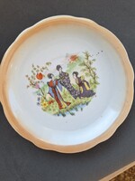 Zsolnay porcelán kistányér – Japán gésás jelenettel
