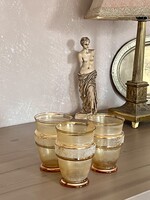 Antik vintage keleti homokfújt arany sávos impozáns üvegpoharak