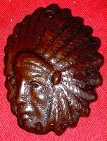 Régi plasztikus szép kézműves mázas kerámia Indián törzsfőnök NYAKLÁNC medál 6 cm a képek szerin