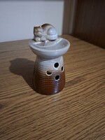 Kerámia cicás, macskás illóolaj párologtató. Aromalámpa. 15 cm. Hibátlan