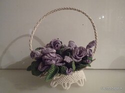 CSIPKE - VIRÁGKOSÁR - KÉZIMUNKA - 24 x 21 cm - RÉGI - HIBÁTLAN