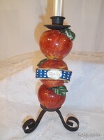 GYERTYATARTÓ - FÉM - USA  - BIG APPLE - NEW YORK - 26 x 13 cm - KERÁMIA - RÉGI - HIBÁTLAN