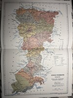 Temes vármegye térképe 50. Kogutowicz 1905 Történelmi Magyarország Reprint (Délvidék)