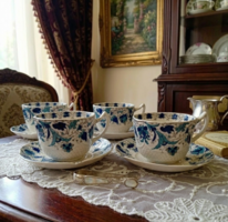 Extrém ritka gyémántjeles fajansz Copeland Spode hatalmas teás/kakaós csészék