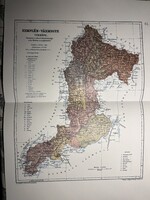 Zemplén vármegye térképe 61. Kogutowicz 1905 Történelmi Magyarország Reprint (Felvidék)
