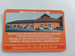 MEZŐGAZDASÁGI ÉS KERTÉSZ ÁRUHÁZ FESTÉK-HÁZTART. BOLT Sajószentpéter Puskás Jánosné kártyanaptár 2012